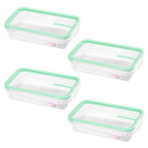 Kit Com 4 Potes de Plástico Retangular Fresh 820mL Verde - Sanremo