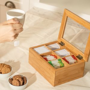 Organizador de Chá Sense em Bambu com 6 Divisórias - Ou