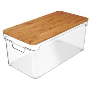 Organizador Clear 6,3l com Tampa em Bambu - Ou