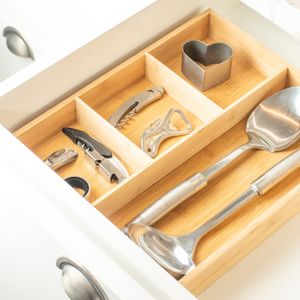 Organizador de Gavetas em Bambu com 4 Divisórias Keep - Ou