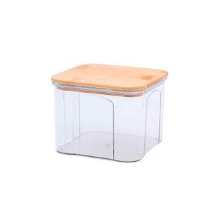 Pote para Mantimentos Transparente com Tampa em Bambu 650 mL - Oikos