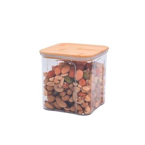 Pote para Mantimentos Transparente com Tampa em Bambu 900 mL - Oikos