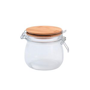 Pote para Mantimentos Redondo Transparente com Tampa em Bambu 450mL - Oikos