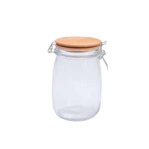 Pote para Mantimentos Redondo Transparente com Tampa em Bambu 1l - Oikos