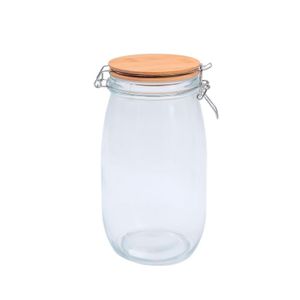 Pote para Mantimentos Redondo Transparente com Tampa em Bambu 1,5l - Oikos