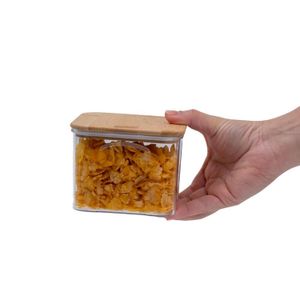 Pote para Mantimentos Transparente com Tampa em Bambu 650 mL - Oikos