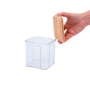 Pote para Mantimentos Transparente com Tampa em Bambu 900 mL - Oikos