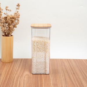 Pote para Mantimentos Transparente com Tampa em Bambu 2l - Oikos