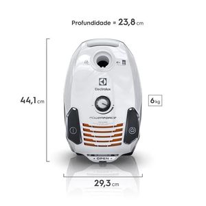 Aspirador de Pó com Saco Electrolux 1250W filtro HEPA PowerForce Silencioso Branco (PFC02)