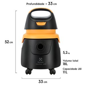 Aspirador de Pó e Água Electrolux 1400W 11L Acqua Power com Função Sopro Amarelo (AQP20)