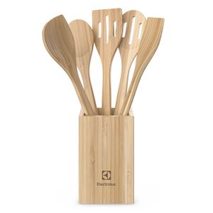 Kit Utensílios de Bambu 6 Peças + Potes Herméticos Refratários com Tampa de Bambu Electrolux