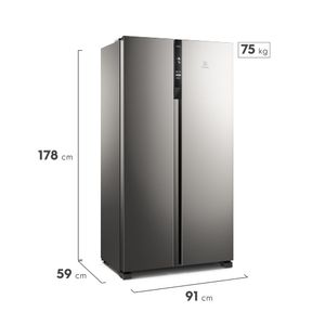 Geladeira Electrolux Frost Free Inverter 435L Efficient com AutoSense Side by Side cor Inox Look (IS4S)