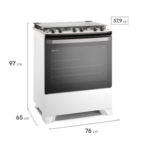Fogão 5 bocas Electrolux Branco Efficient com Mesa Inox, PerfectCook e VaporBake (FE5IB)