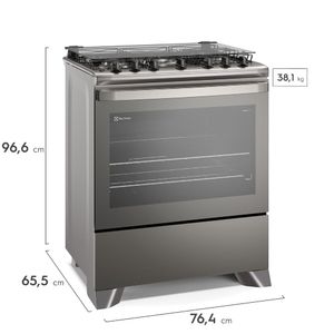 Fogão 5 bocas Electrolux Cinza Experience com Mesa Inox, Timer e PerfectCook (FE5TC)