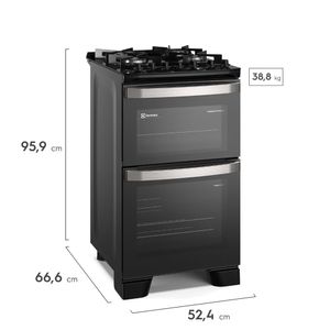 Fogão 4 bocas Electrolux Preto Experience com Duplo Forno, PerfectCook e Multi Chama (FE4DP)