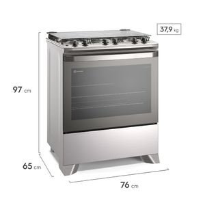 Fogão 5 bocas Electrolux Cinza Efficient com Mesa Inox, PerfectCook e VaporBake (FE5IC)