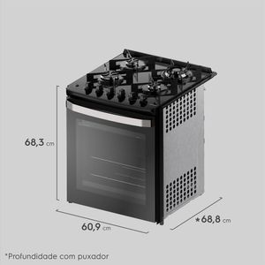 Fogão de Embutir 4 bocas Electrolux Preto Experience com Mesa de Vidro, PerfectCook360 e VaporBake (FE4EP)