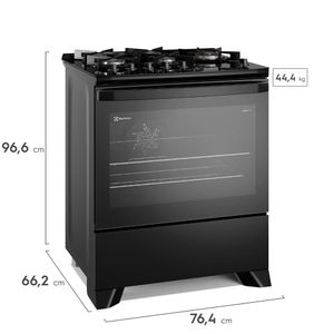 Fogão 5 bocas Electrolux Preto Experience com Mesa de Vidro, PerfectCook360 e VaporBake (FE5CP)