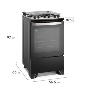 Fogão 4 bocas Electrolux Preto Experience com Mesa de Inox, Timer e VaporBake (FE4TP)
