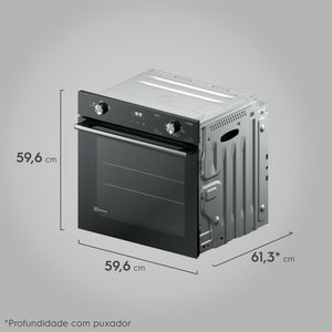Forno de Embutir Electrolux a Gás 80L Efficient com PerfectCook360 Preto (OE8GH)