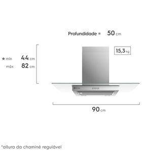 Coifa de Parede Electrolux 90cm de Vidro Efficient com Luz de Led (CE9VX)