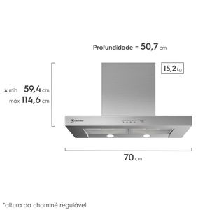 Coifa de Parede Electrolux 70cm Inox com Painel Soft Touch e Filtros de Alumínio Laváveis (70CS)