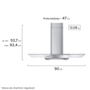 Coifa de parede Continental 90cm Inox com Vidro (CC9VX)