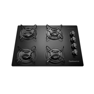 Cooktop 4 Bocas Continental a Gás de Vidro  Temperado Preto (KC4GP)