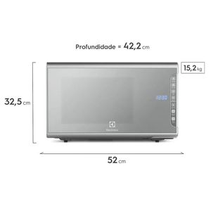 Micro-ondas Electrolux 31L cor Inox Espelhado com Painel Integrado e Função Tira Odor (MI41S)
