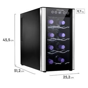 Adega Electrolux  8 garrafas Uma Porta Acabamento em Alumínio  (ACB08)