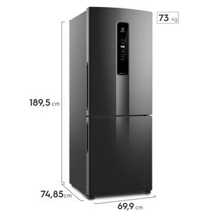 Geladeira Electrolux Frost Free Inverter 490L com AutoSense Inverse Black Inox Look (IB7B)