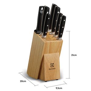 Conjunto de Facas Electrolux 8 Peças Inox com Bloco de Bambu