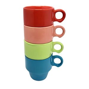 Jogo de Xícaras 4 Peças Stack 90mL Colorido - Hauskraft