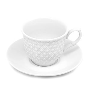 Jogo de Xícaras De Café com Pires 6 Peças 65mL Branca - Hauskraft