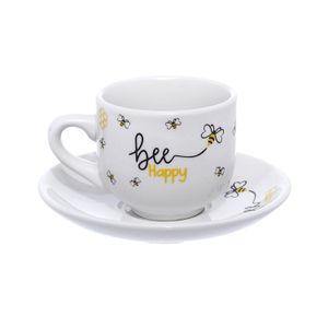 Jogo de Xícaras De Café 6 Peças Honey Bee 90mL Branca - Hauskraft