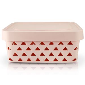 Cesta Organizadora com Tampa Loft 31,5cm Rosa - Jacki Design