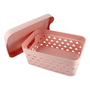 Cesta Organizadora com Tampa Loft 31,5cm Rosa - Jacki Design