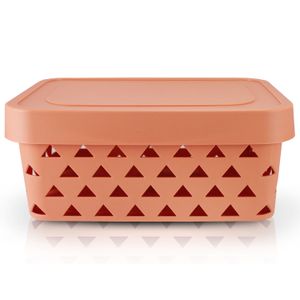 Cesta Organizadora com Tampa Loft 31,5cm Salmão - Jacki Design