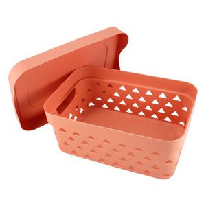 Cesta Organizadora com Tampa Loft 31,5cm Salmão - Jacki Design