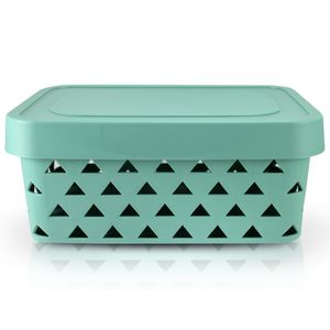Cesta Organizadora com Tampa Loft 31,5cm Turquesa - Jacki Design