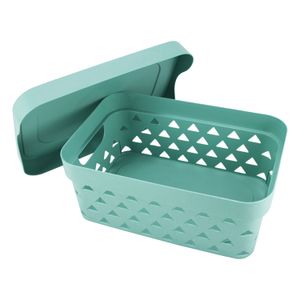 Cesta Organizadora com Tampa Loft 31,5cm Turquesa - Jacki Design
