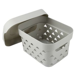 Cesta Organizadora com Tampa Loft 22cm Cinza - Jacki Design