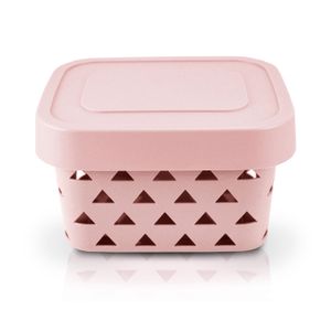 Cesta Organizadora com Tampa Loft 22cm Rosa - Jacki Design