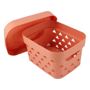 Cesta Organizadora com Tampa Loft 22cm Salmão - Jacki Design