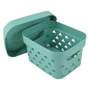 Cesta Organizadora com Tampa Loft 22cm Turquesa - Jacki Design