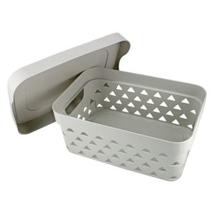 Cesta Organizadora com Tampa Loft 31,5cm Cinza - Jacki Design