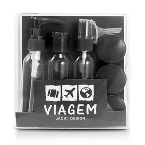Kit de Frascos para Viagem 9 Peças Preto - Jacki Design