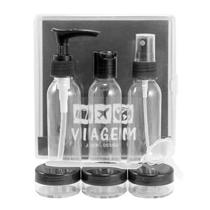 Kit de Frascos para Viagem 9 Peças Preto - Jacki Design