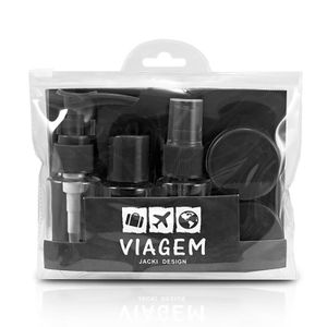 Kit de Frascos para Viagem 7 Peças Preto - Jacki Design
