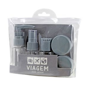 Kit de Frascos para Viagem 7 Peças Cinza - Jacki Design